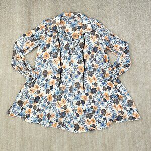 Free People Daisy Jane Floral Boho Long Sleeve Mini Dress S